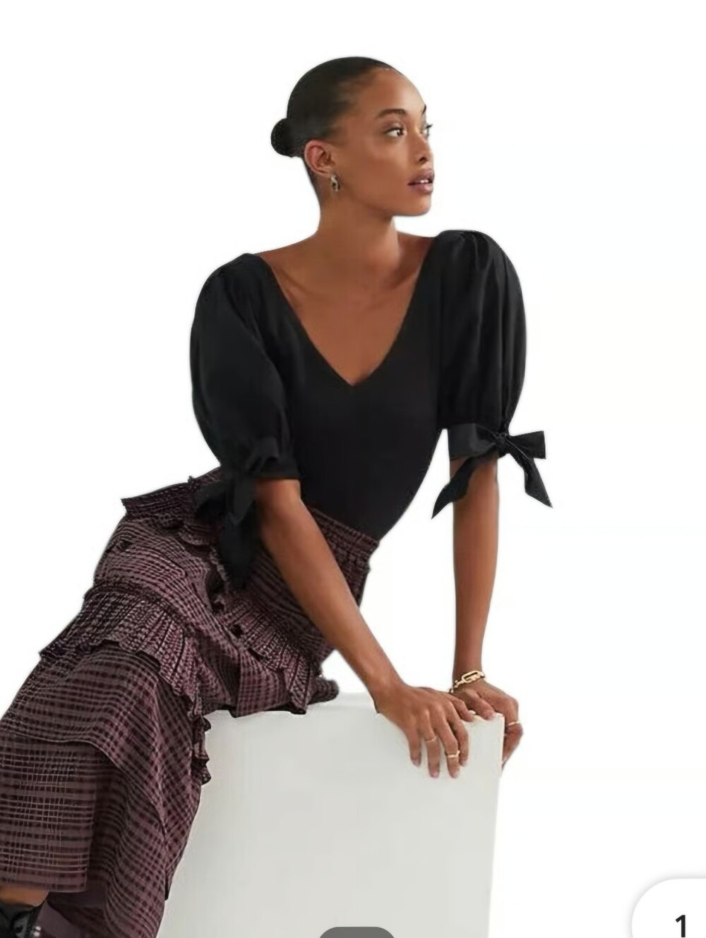 NEW! Maeve by Anthropologie Puff-Sleeved Top, Black, p2p 15"-17"